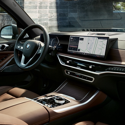 Cabin view of BMW X5 SUV showing Curved Display and Dynamic Lightbar