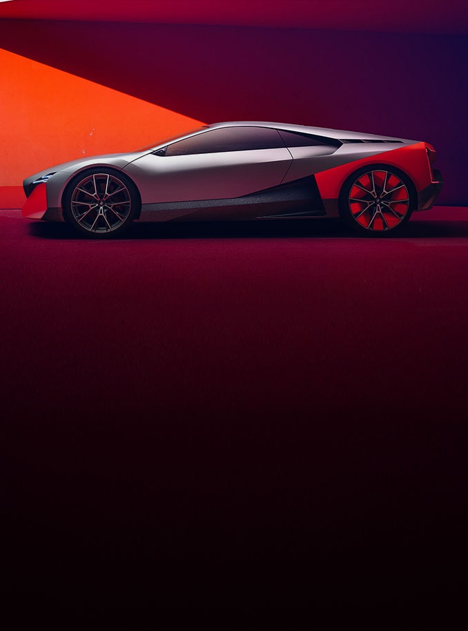 A side profile of the all-electric BMW Vision M Next coupe