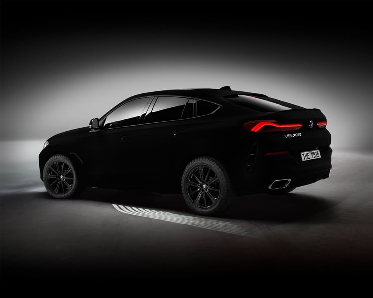 Rear quarter shot of BMW VBX6 Concept Vehicle with Welcome Light carpet