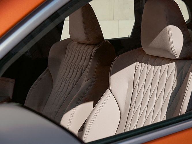 Detail shot of the luxuriously soft Sensatec upholstery in the 2023 BMW X1 SAV
