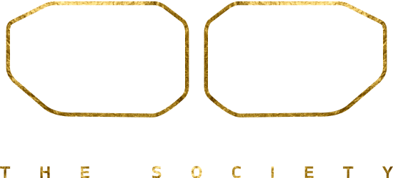 Logo of The Society, the gold outline of the BMW XM's kidney grille