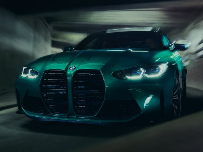 The BMW M3 Sedan making a sharp turn in a tunnel