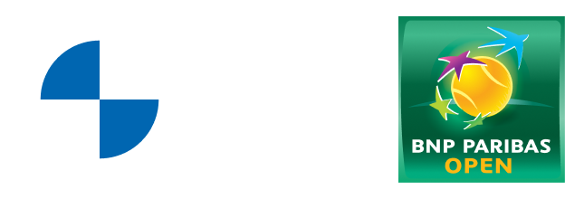 The BMW logo and BNP Paribas Open logo side by side