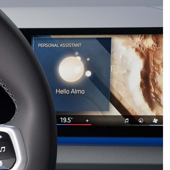 Image of BMW Intelligent Personal Assistant being used on the BMW display