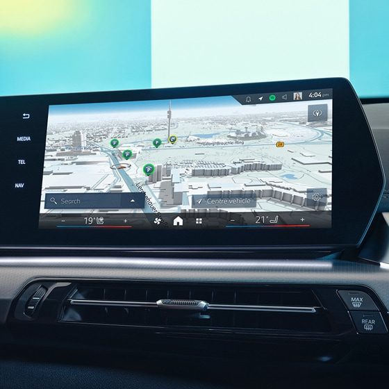 Detail shot of On-Street Parking Information feature on Central Information Display