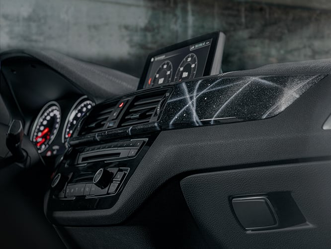 Hand painted interior trim of the BMW M2 Edition designed by Futura 2000