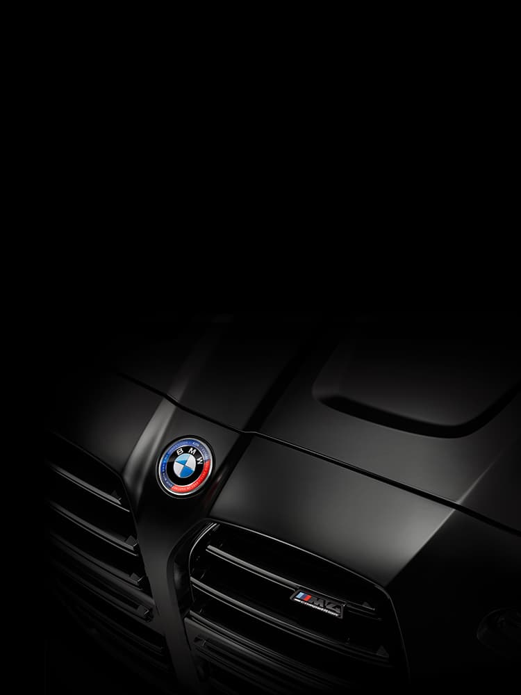 Detail of exclusive BMW and Kith roundel on the limited edition M4 Competition x Kith