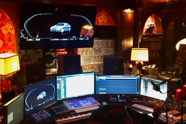 Sophisticated equipment inside a recording sound studio