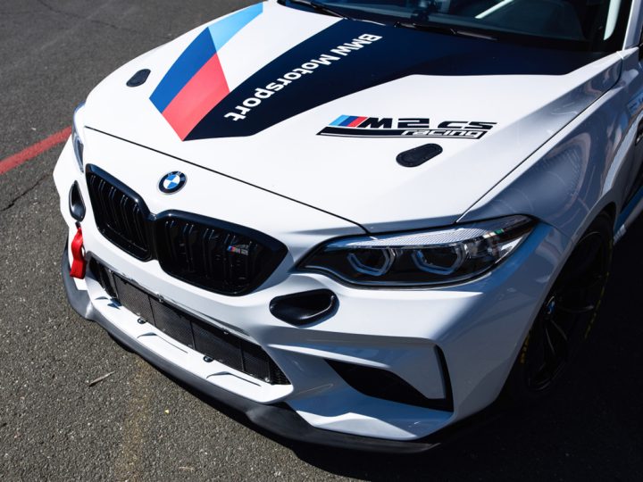 Closeup of the front splitter on a BMW M2 CS Racing