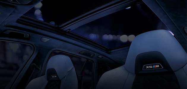 The BMW X5 M headrests with illuminated M badging 