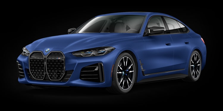 Side view of all-electric BMW i4 M50 Gran Coupe