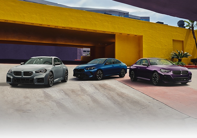 Pack shot of the 2 Series Coupe, 2 Series Gran Coupe, and M2 Coupe
