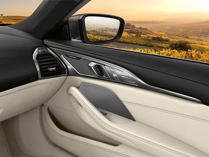 Detail of speaker system in a BMW 8 Series Convertible
