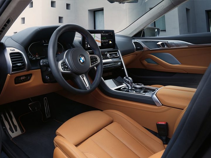 Driver's side view of the BMW 850i xDrive Gran Coupe cabin