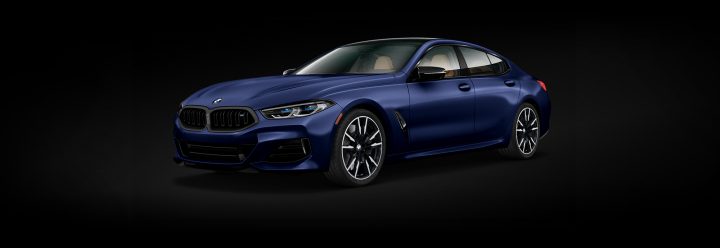 Front quarter view of a 2026 BMW M850i xDrive Gran Coupe