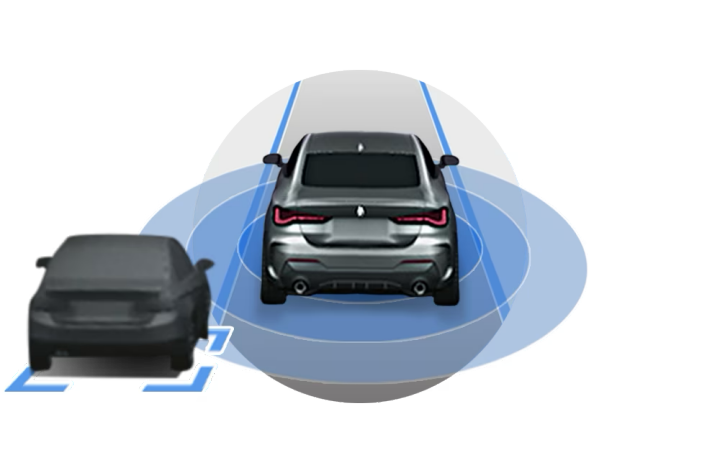 An illustration depicting active blind spot detection technology