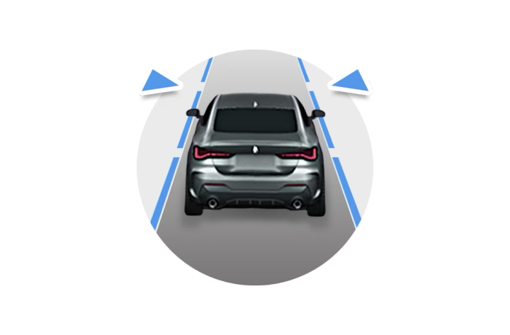 An illustration depicting lane departure warning technology