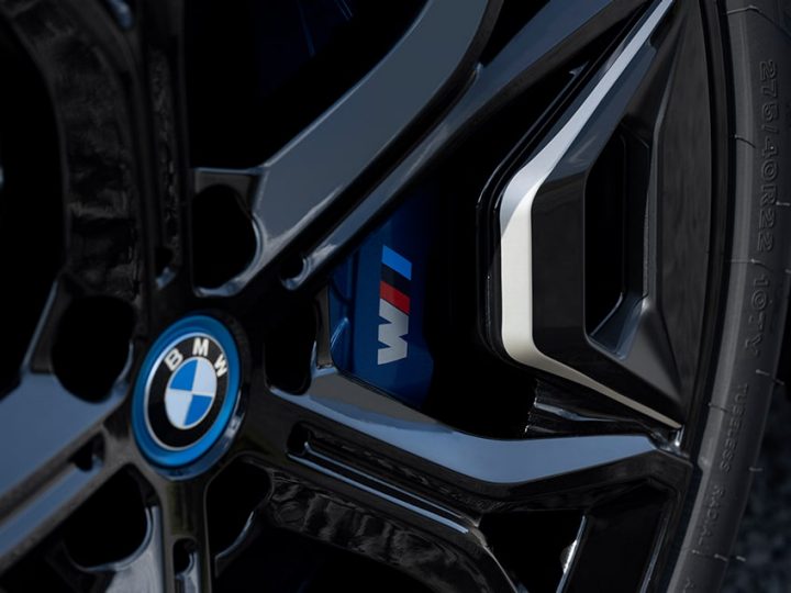 Detail of standard M Sport Brakes with blue calipers