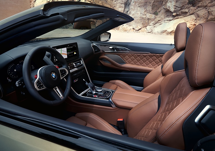 Interior view of the 2025 BMW M8 Competition Convertible cabin