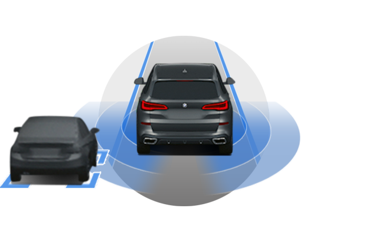 An illustration depicting Active Blind Spot Detection technology