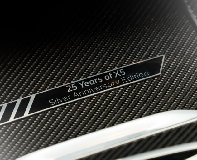 Detail of Anniversary Edition badging in the Silver Anniversary Edition X5 SUV
