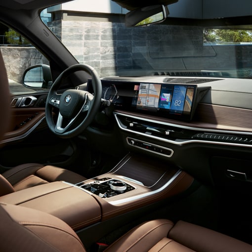 Cabin view of BMW X5 SUV showing Curved Display and Dynamic Lightbar